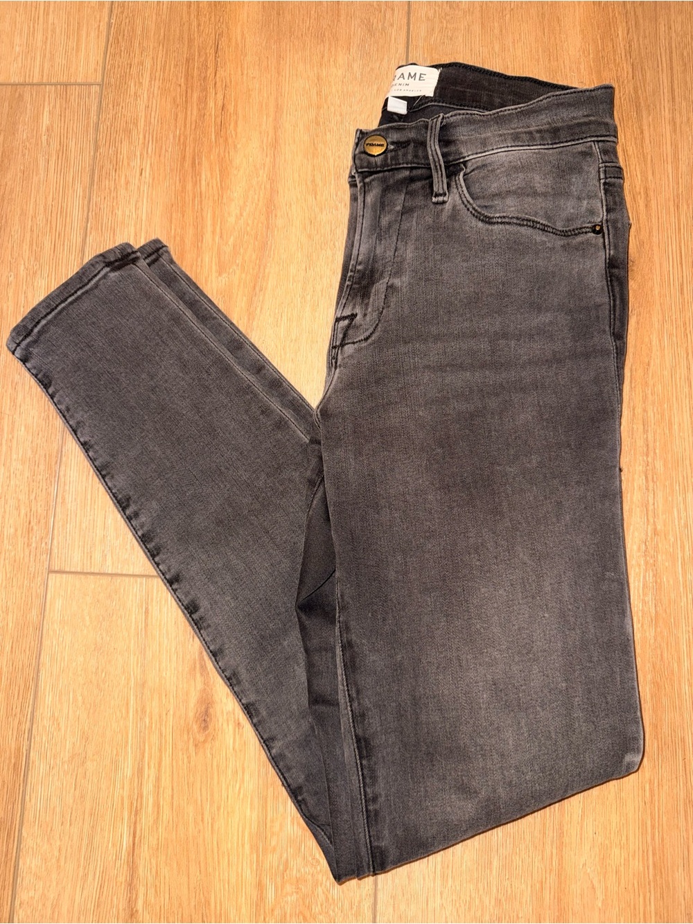 FRAME Denim Le High Skinny Jeans Gray Charcoal Wash Size 26